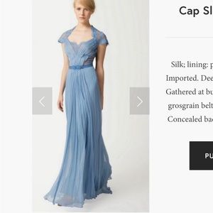 Blue cap sleeve Tadashi Shoji gown